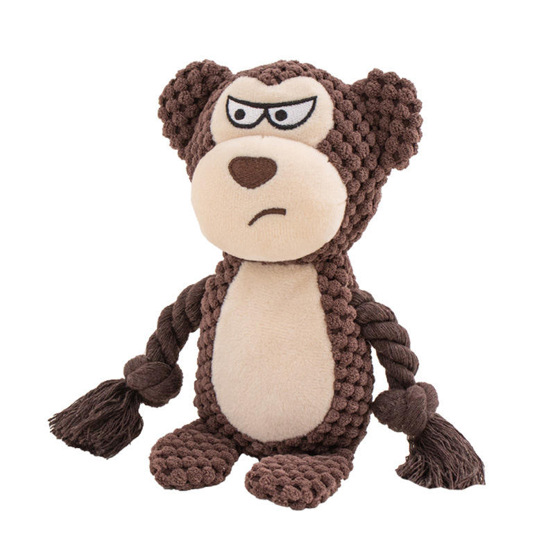 Retail Hot Sell New Pet Super Soft Plush Sound Rope Toy Fox Frog Pig Dog Interactive Tug War Training Squeaky Chew Toys