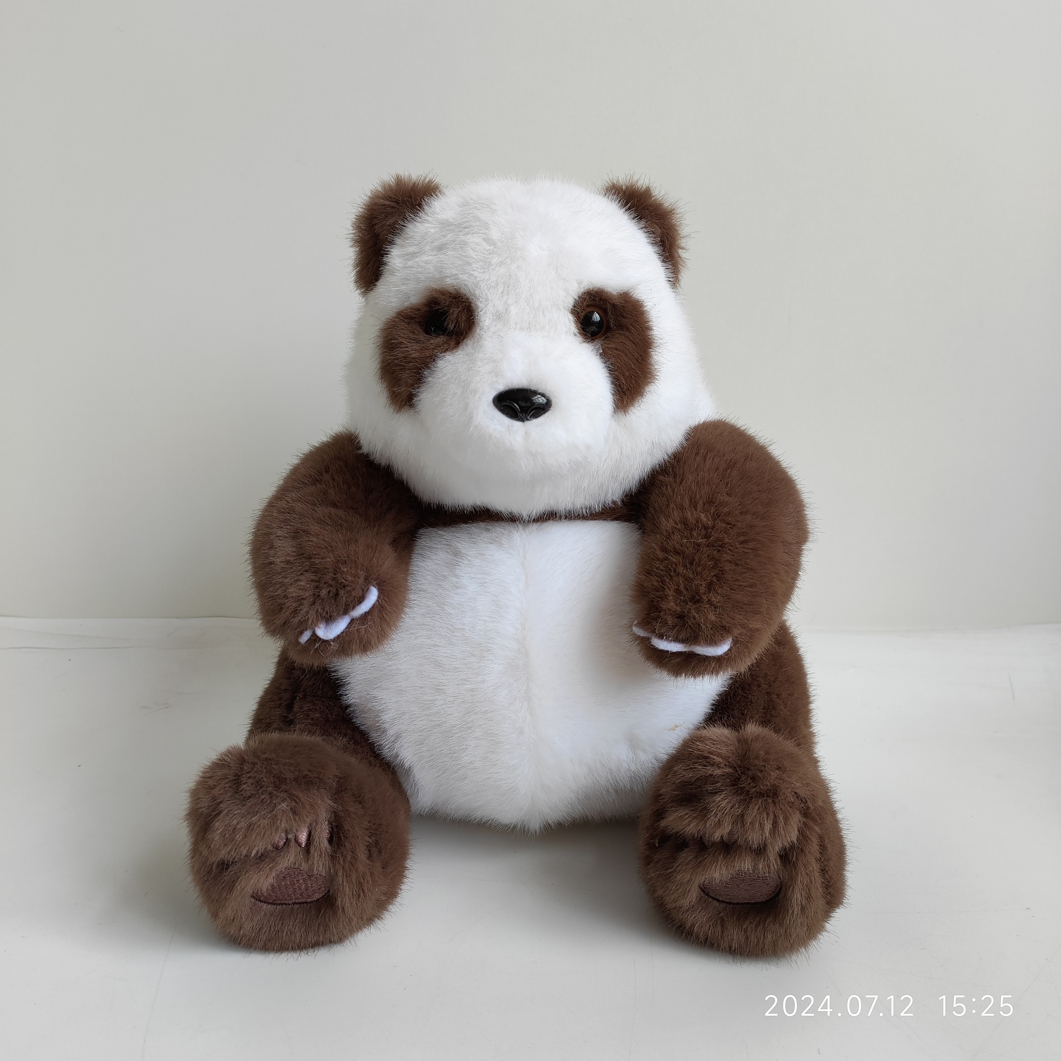 Giant Panda Qizai Simulation Plush Toy Realistic Brown &amp; White Panda For Kids Gift