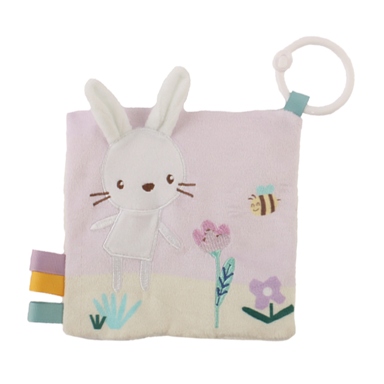 Infant Custom Eco-Friendly Plush Educational Toys Stuffed Animal Hanging Toys Baby Rattle Cute Cloth Book Washable Unisex for