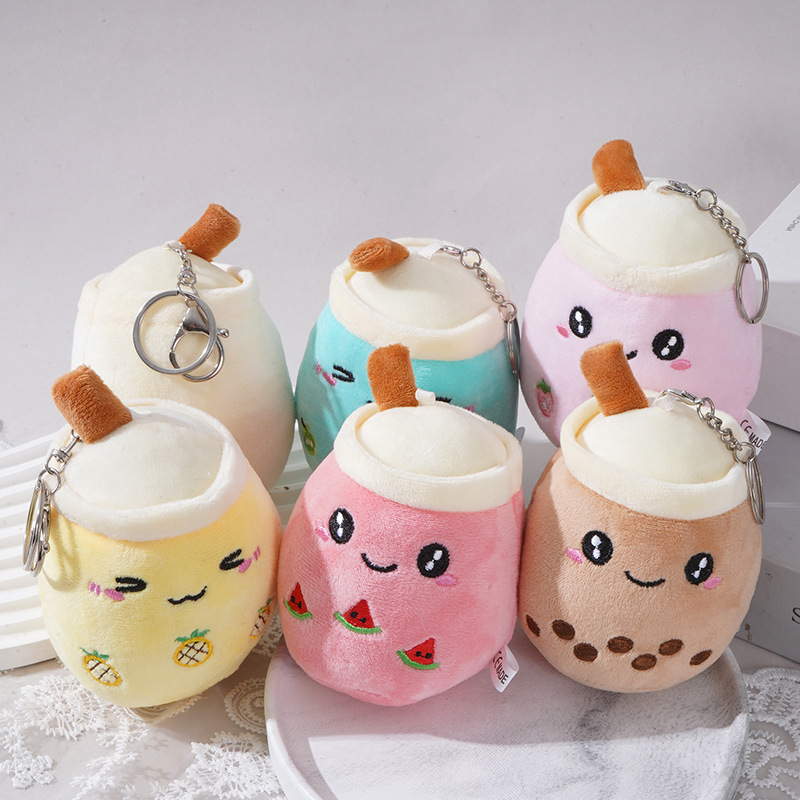 Wholesale 12cm Boba Tea Plush Keychain Cute Milk Tea Cup Pendant Doll Soft Stuffed Toy for Kids OEM Custom Plush Gift