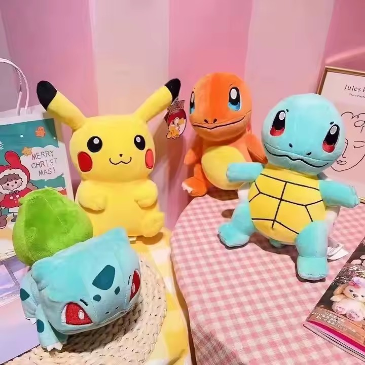 Cute Cartoon Anime Plush Dolls Pikachu Bulbasaur Squirtle Charmander Kawaii Plush Toys