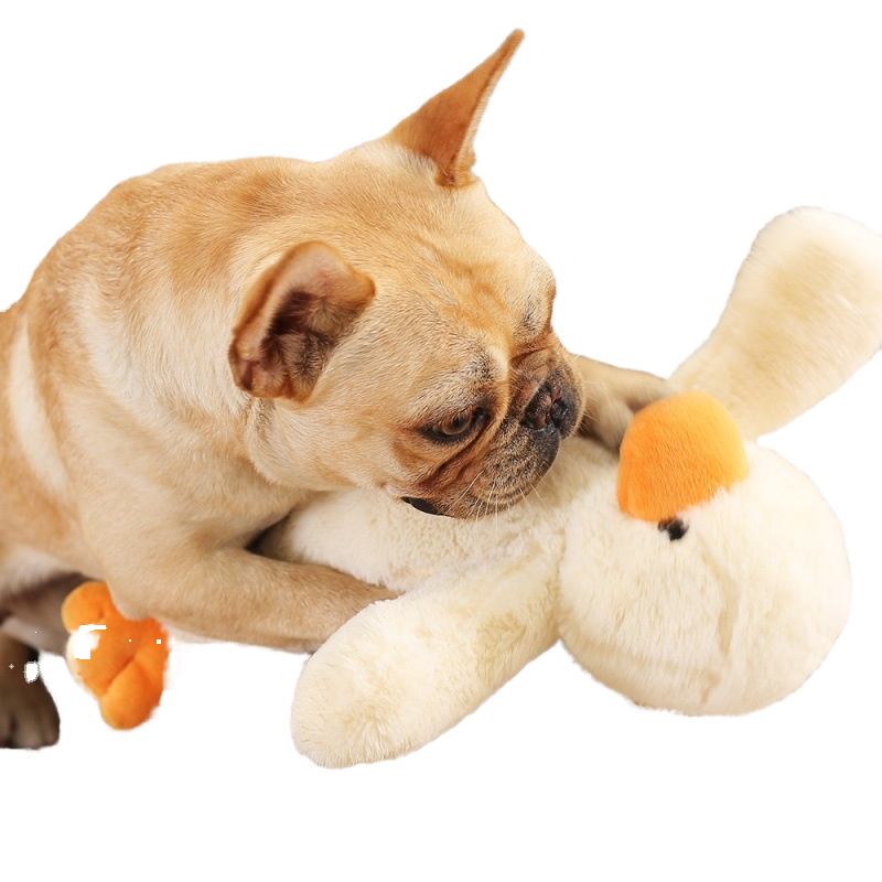 Dog Stuffed Animal Eco-Friendly Durable Chew Toys Soft Pillow Snuggle Cuddle Puppy Interactive Plush Duck Shape Gift Toy