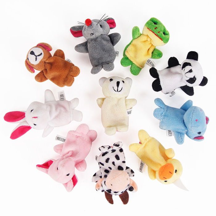 10 Styles Animals Plush Puppet Stuffed Animal Finger Puppets for Kids Education