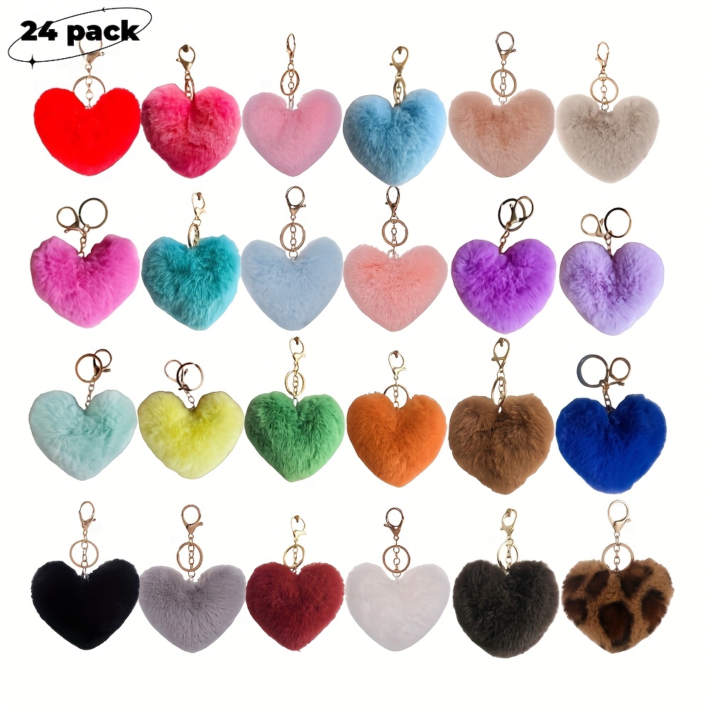 Factory Direct Sale Heart Keychain Red Plush Toy Bag Charm Felt Fluffy Pink Ring Shape Key Chain Plushy