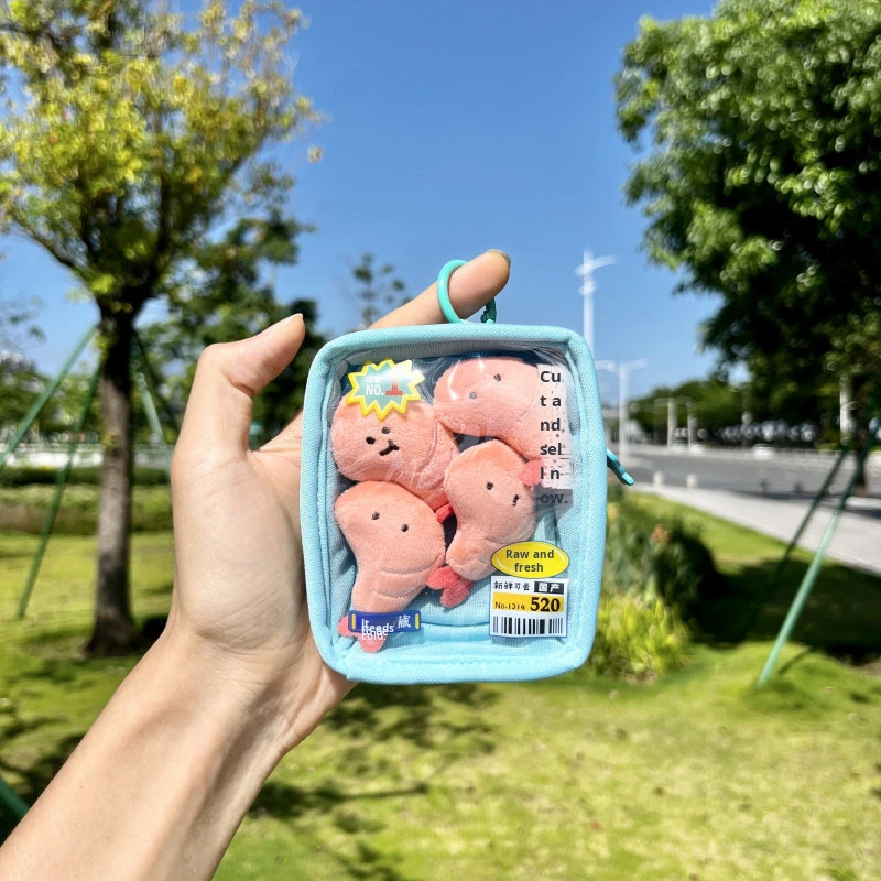 Octopus Plush Keychain with Fresh Cut Seafood Design Super Soft Short Plush Material Cute Salmon &amp; Shrimp Slices Stress Relief