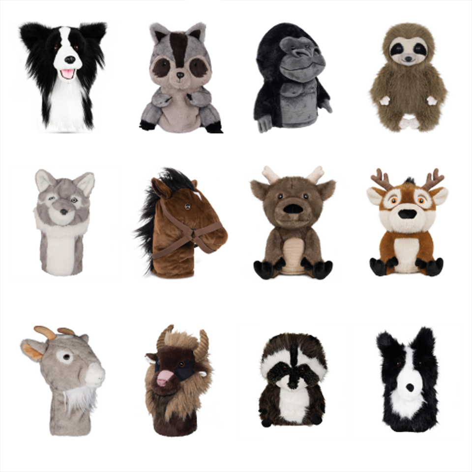 In Stock Golf Driver Animal Head Covers Cute Head Cartoon Animal Dog Cow Plush Doll Toy Golf Headcovers