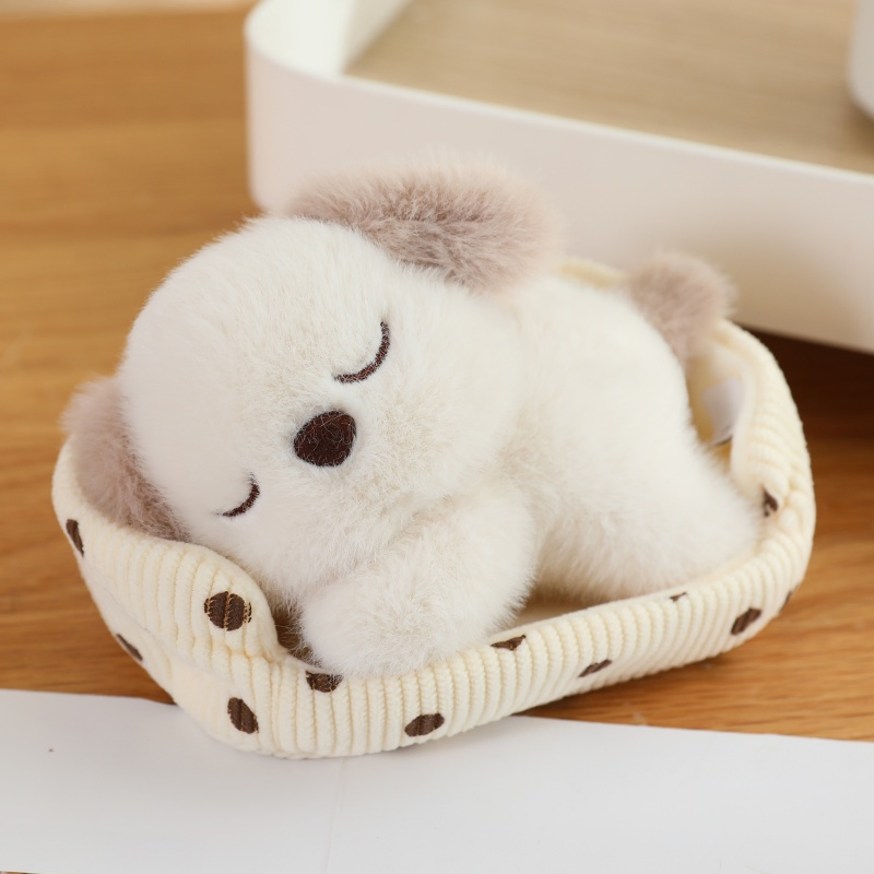 New Arrival Plush Sleeping Bunny Fox Pig with Bed Stuffed Animal Desk Decoration Soft Little Koala Cat Puppy Lying Doll with Bed