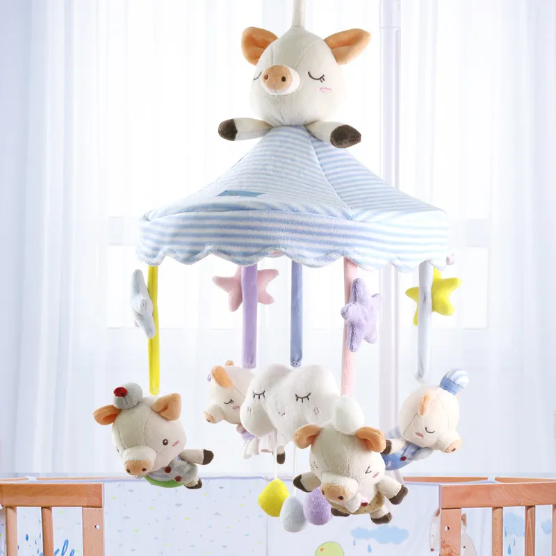 Pig Stuffed Animal Plush Hanging Toy with Rattle Music for Baby