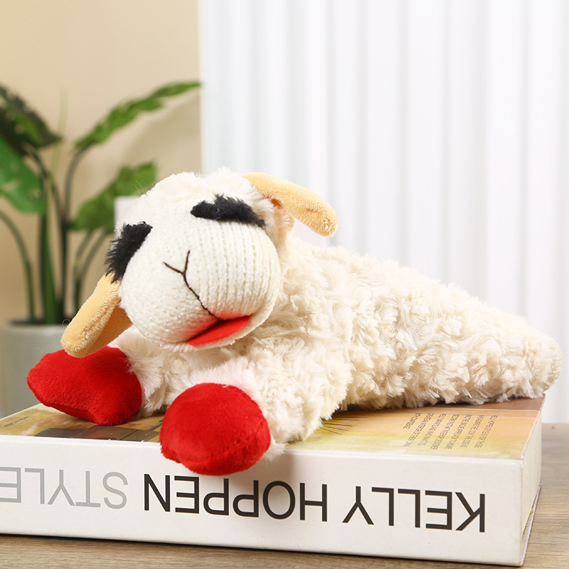 Amazon Hot Selling Multi Pet Mini Lamb Chop Officially Licensed, Plush, Squeak Pet Toys Dog Toys (White, 10')