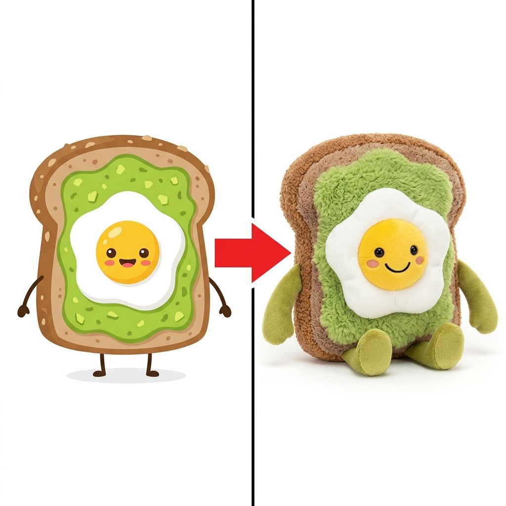 Mini Bread Avocado Egg Plush Figure Short Green Limbs Gentle Cheek Stitch Custom Plush Built on Unique Food Cartoon Concept