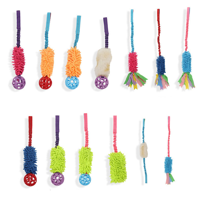 Durable Cotton Dog Multi-Color Plastic Ball Interactive Pull Bite Bouncing Feature Pet Molar Plush Tug Lucky Dog Chew Box
