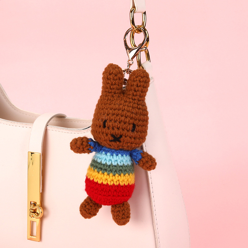 Keychain Plush Toys Rabbit and Bear Animal Kawaii Plush Anime Keychain Pendant Cute Cartoon Plush Keychain for Handbags and Car