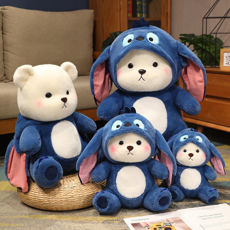 Wholesale Stitch Teddy Bears Plush Toy Valentines Gift Strawberry Cute Bear Doll Stitch Plush Toy Stuffed Plush Teddy Bear