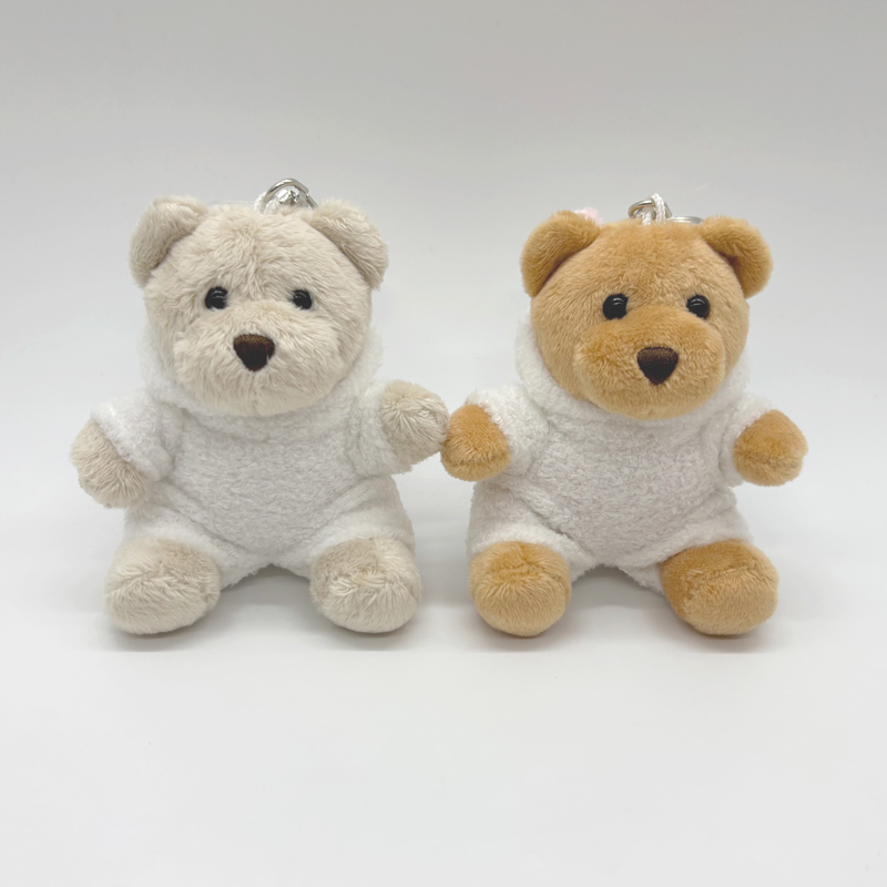 Eco-friendly Couple Pajamas Teddy Bear Plush Toy Keychain Factory Custom Plush Keychain for Bag Decoration