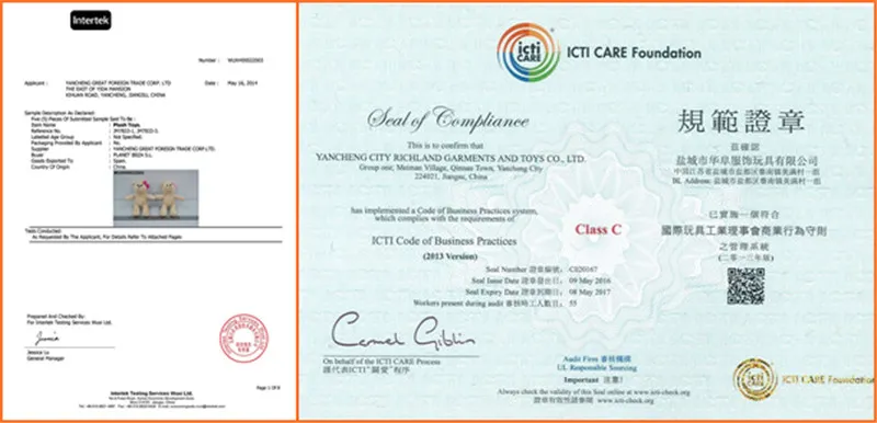 Plush Toy Certifications
