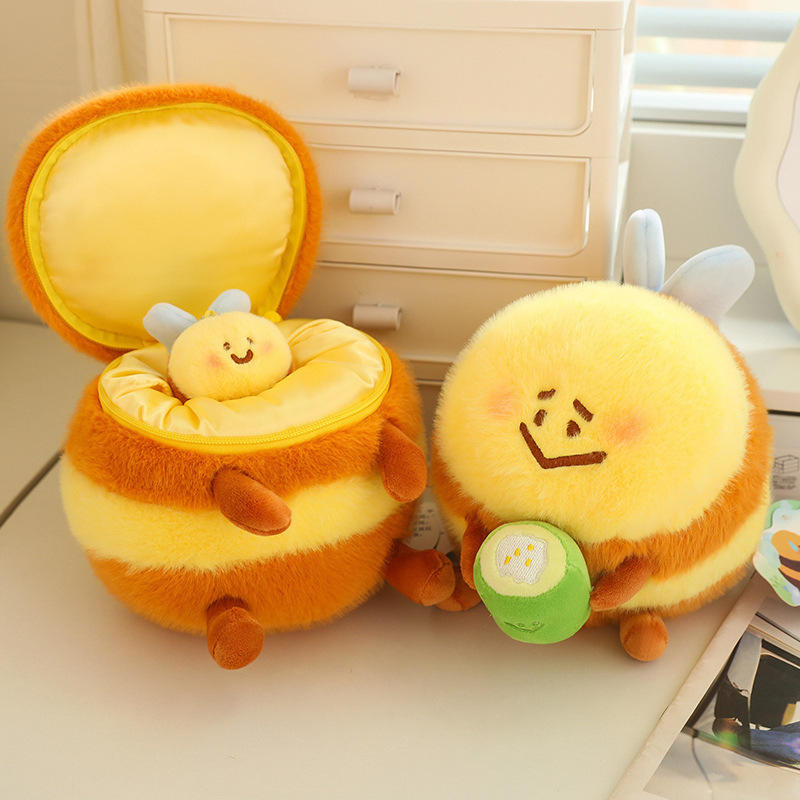 Custom Bee Plush Toy Fluffy Soft Cartoon Doll Sleeping Accompany Stuffed Animal Doll Plush for Children