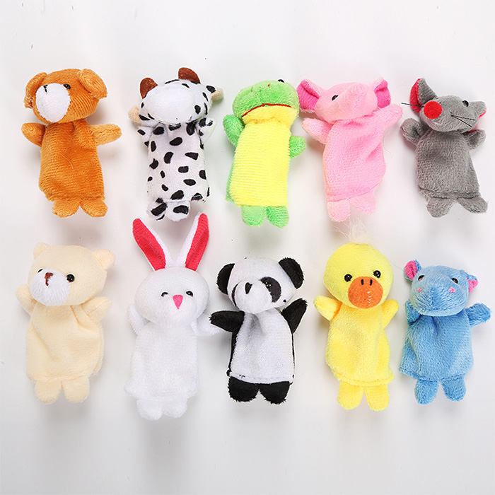 10 Styles Animals Plush Puppet Stuffed Animal Finger Puppets for Kids Education