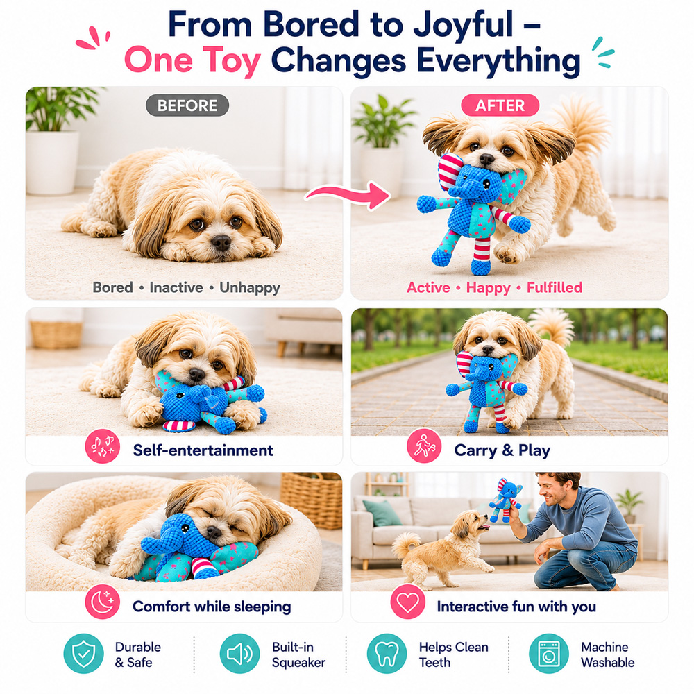 elephant squeaky dog toy showcase 4