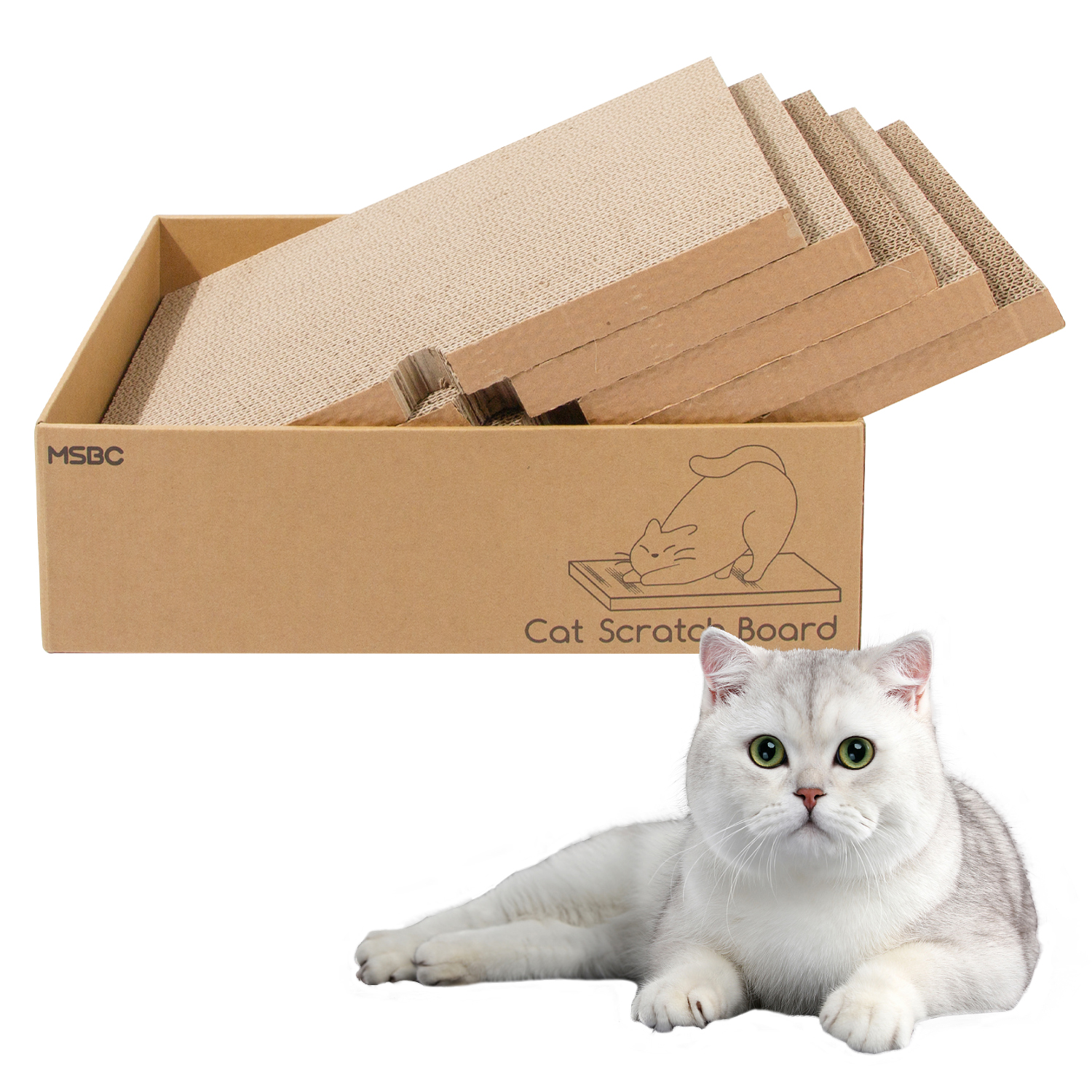 5 In 1 Cute Custom Pattern Cat Scratcher Bed Corrugated Paper Cat Scratcher Cardboard Interactive Toy Cat Scratcher