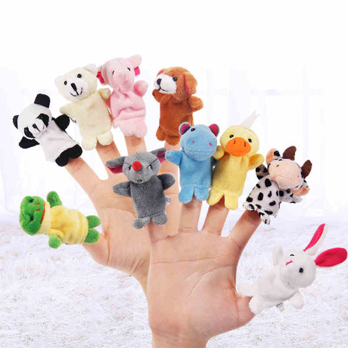 10 Styles Animals Plush Puppet Stuffed Animal Finger Puppets for Kids Education