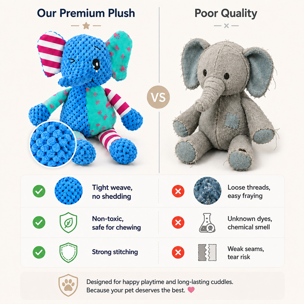 Fast Delivery Cartoon Cute Little Elephant Fox Interactive Toy For Dogs Eco-Friendly Durable Plush Soft Pet Chew Squeaky Toys