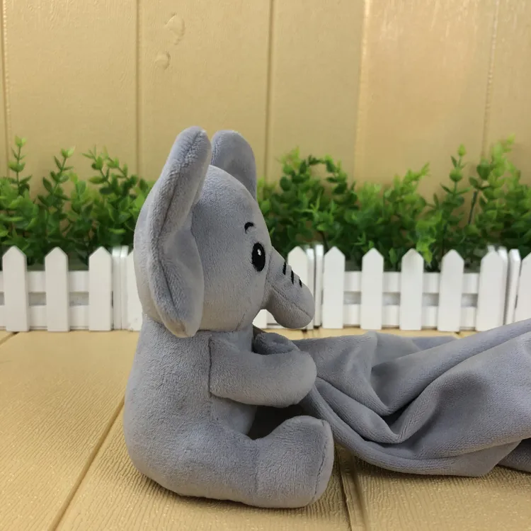 Gray Color Super Soft Plush Baby Toy Comforter Elephant Doll Before Bed