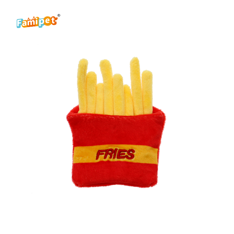 Famipet Manufacturer Wholesale Custom Fast Food Lunch Pack Design Soft Stuffed Plush Dog Toys Squeaky Pet Toy