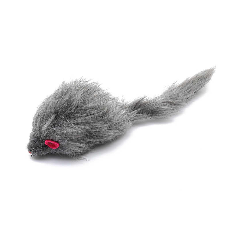 Realistic Modern Fashion Gray &amp; Colorful Furry Plush Mouse Cat Toy-Interactive Exercise Toy