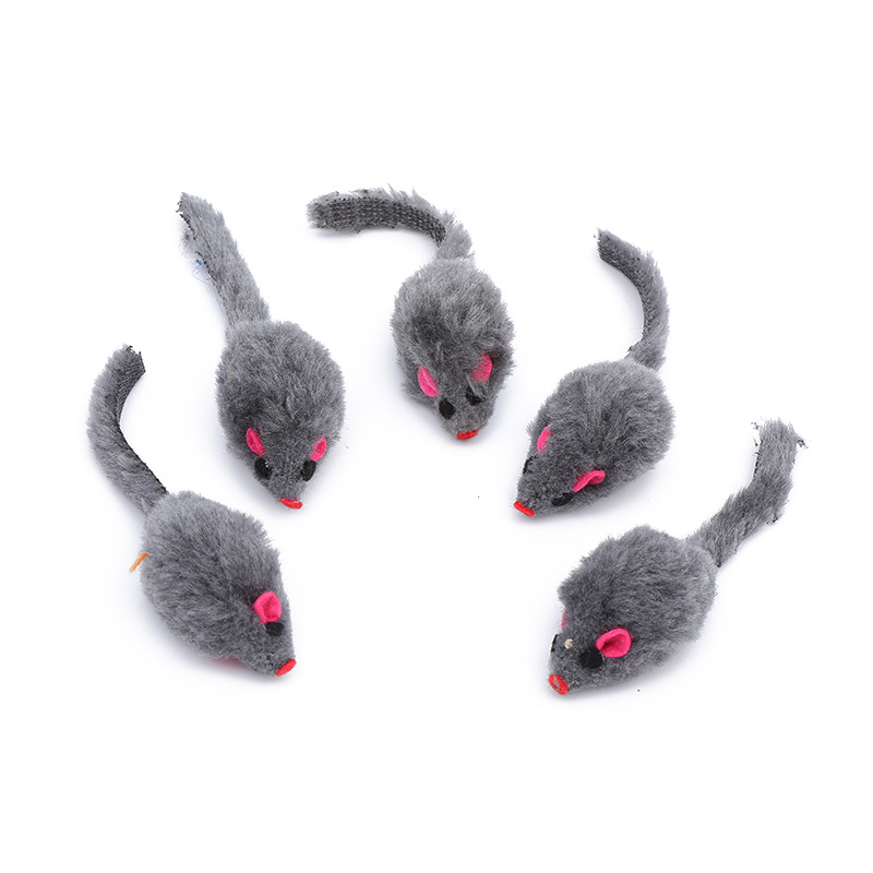 Realistic Modern Fashion Gray & Colorful Furry Plush Mouse Cat Toy-Interactive Exercise Toy
