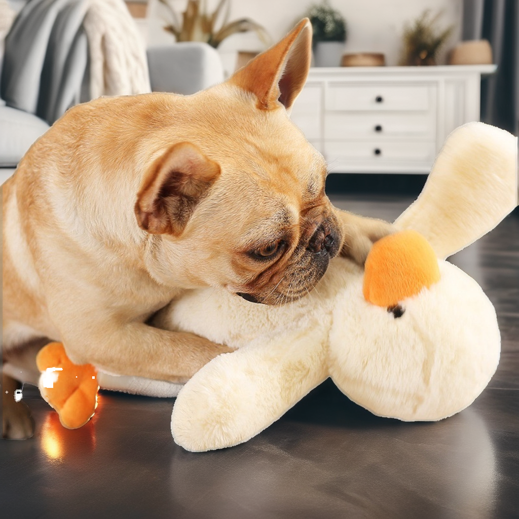 Dog Stuffed Animal Eco-Friendly Durable Chew Toys Soft Pillow Snuggle Cuddle Puppy Interactive Plush Duck Shape Gift Toy