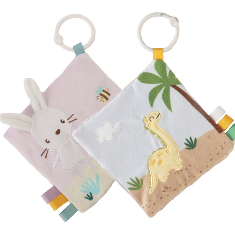 Infant Custom Eco-Friendly Plush Educational Toys Stuffed Animal Hanging Toys Baby Rattle Cute Cloth Book Washable Unisex for
