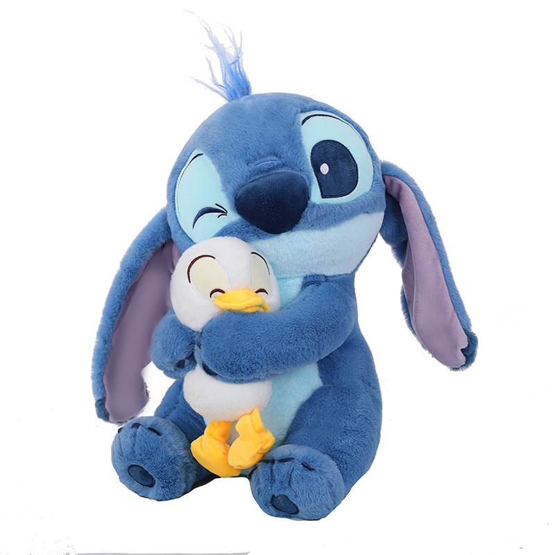New Duck Hugging Stitch Plush Toy Doll PP Cotton Children's Bed Sleeping Doll Claw Machine Doll for Girlfriend's Birthday Gift