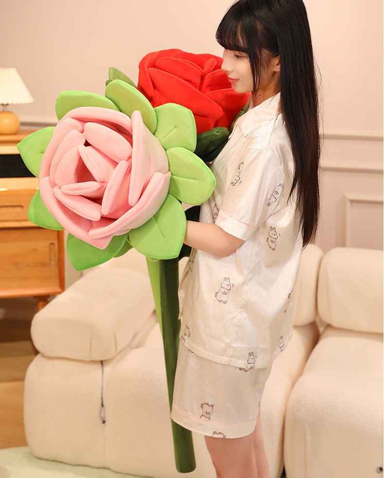 CHIQUE INS Style NEW Giant Big Size Rose Flower Plush Toy Floral Plushies Red Pink Rose for Valentine's Day