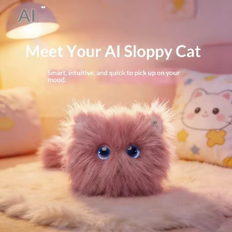 AI Smart Dialogue Plush Doll Toy Intelligent Chat Early Education Q&amp;A Voice Interactive Companion Stuffed Cat with Eyes Emotions