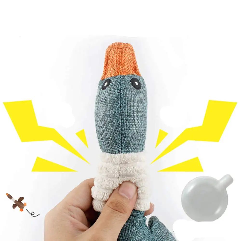 Custom Stuffed Animal Toys Dog Plush Toy Linen Duck Wild Goose Shape Bite-resistant Interactive Pet Squeaky Chew Toy