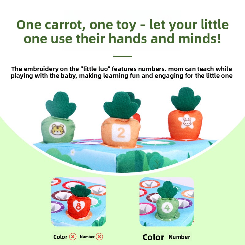 Baby Pull Carrot Plush Toy Montessori Soft Stuffed Fine Motor Skill Early Education EN71 CPC Certified Infant Gift