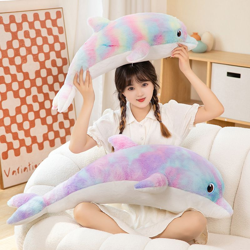 Wholesale Price Personalized Plushie Custom Design Super Soft Animals Doll Toys 50cm Long Cute Colorful Cute Lovely Cartoon Stuffed Plush Dolphin Factory
