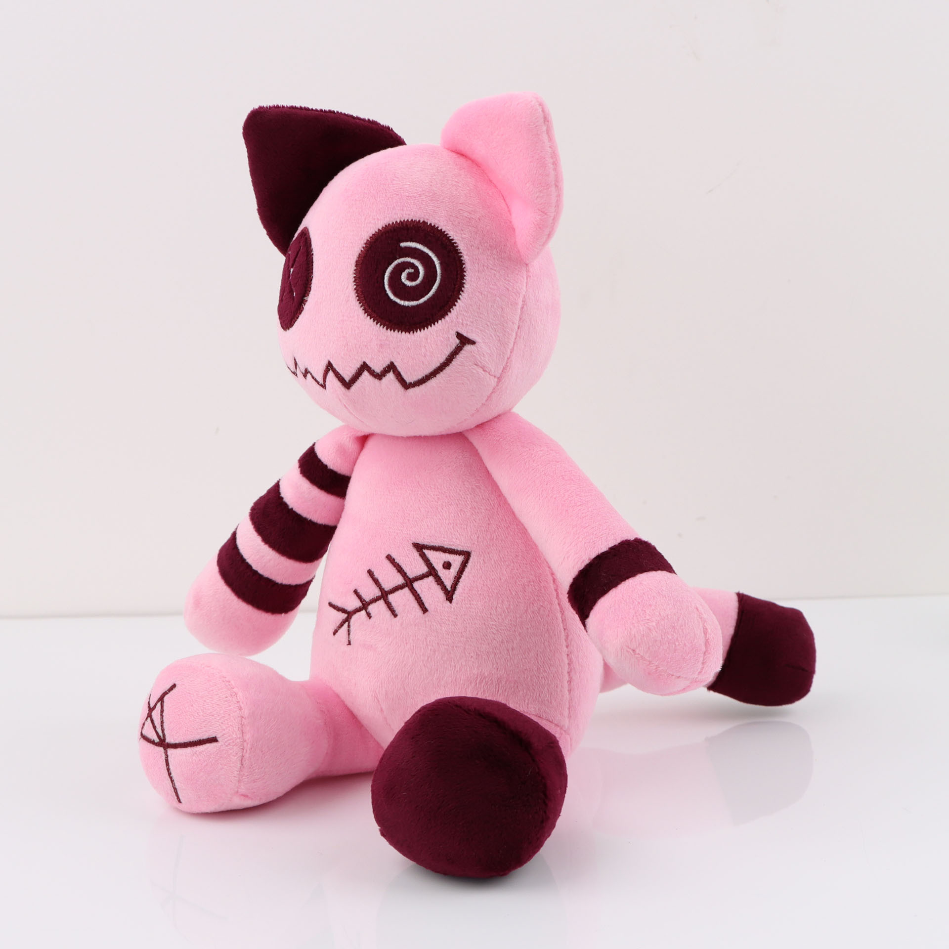 Mischievous Pink Demon Cat Plush Soft Pastel Fur Unique and Cute Birthday Collectible