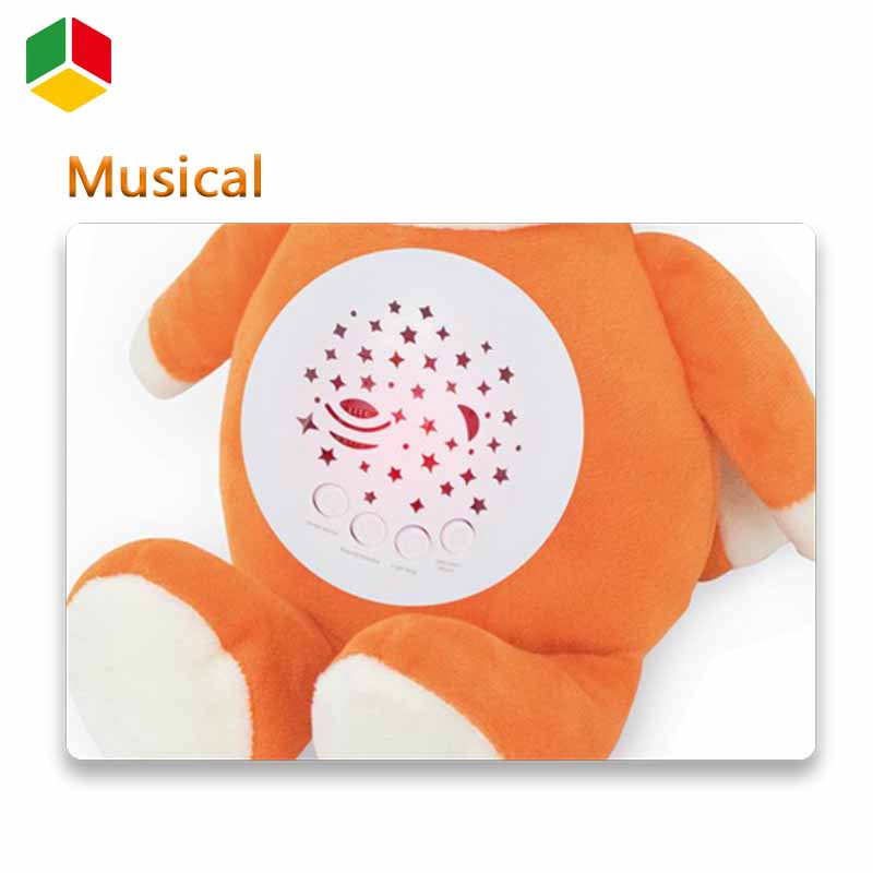 QS Custom Cute Plush Doll Toys Interesting Baby Sleeping Partner Appease Animal Musical Projection Electric Stuffed Plush Doll Toys