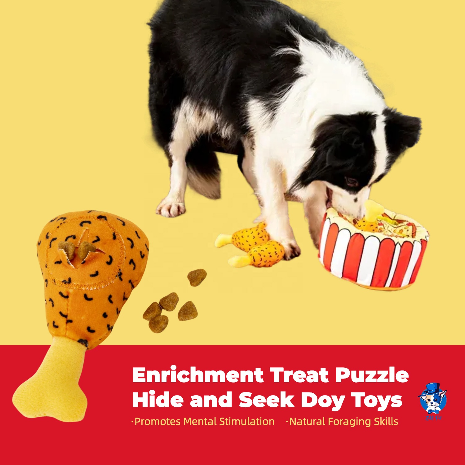 In Stock Plush Enrichment Dog Squeak Toys Fried Chicken Legs Pizza Snuffle Squeaky Puzzle Cognitive Toys for Dogs