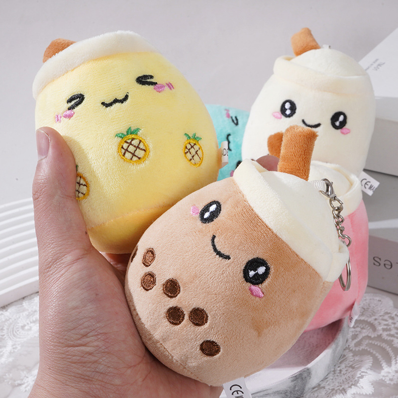 Wholesale 12cm Boba Tea Plush Keychain Cute Milk Tea Cup Pendant Doll Soft Stuffed Toy for Kids OEM Custom Plush Gift