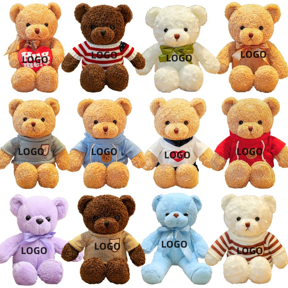 Custom Logo Teddy Bear Stuffed Animal Cute Plush Doll Soft Toy Gift For Birthday Christmas Children's Day Thanksgiving Day