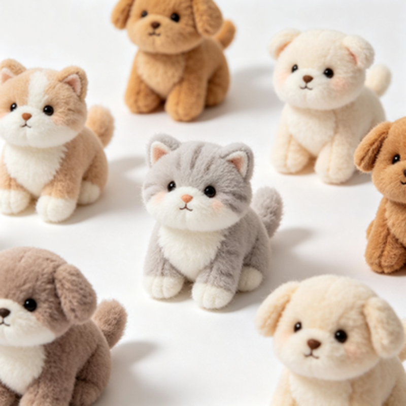 Mini Animal Plush Toy Set Cute Cat Dog Bear Rabbit Stuffed Dolls Mesh Lining Factory Direct Low MOQ OEM/ODM For Kids Gifts