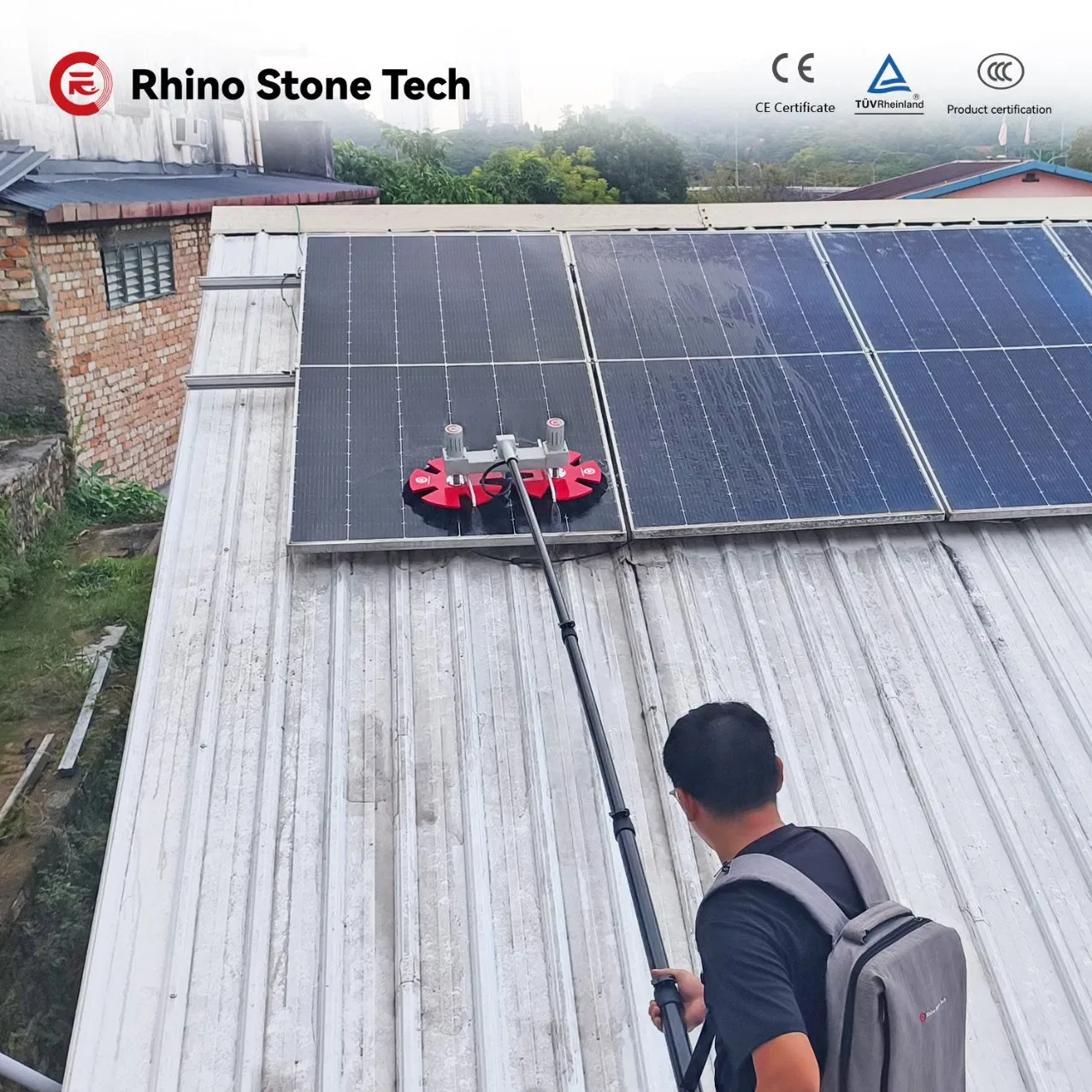 Double-End Rotating Brush Photovoltaic Cell Protection Robotic System Solar Panel Cleaning Tools
