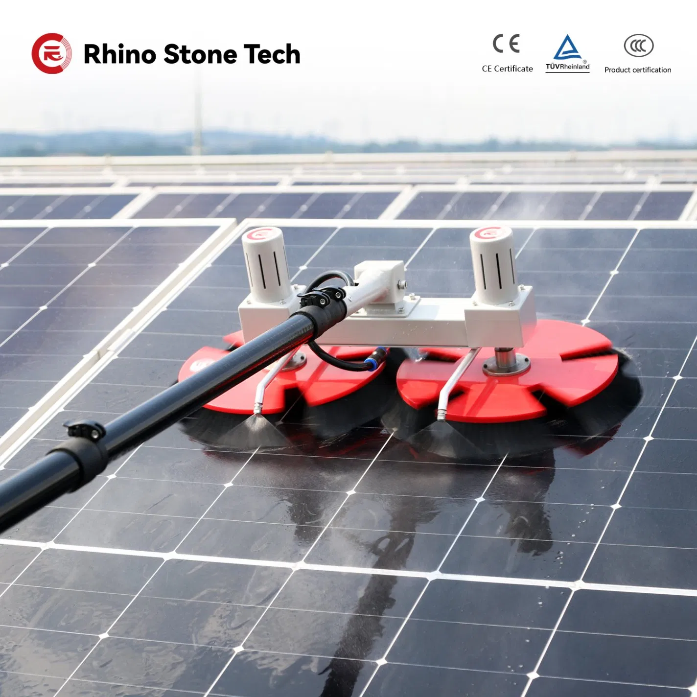 Double-End Rotating Brush Photovoltaic Cell Protection Robotic System Solar Panel Cleaning Tools