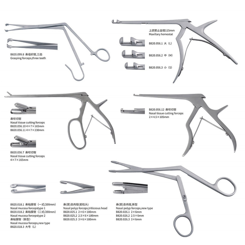 Ent Surgical Instruments Set Bone-Biting Forceps, Tissue Scissors, and Nasal Mucosa Knife