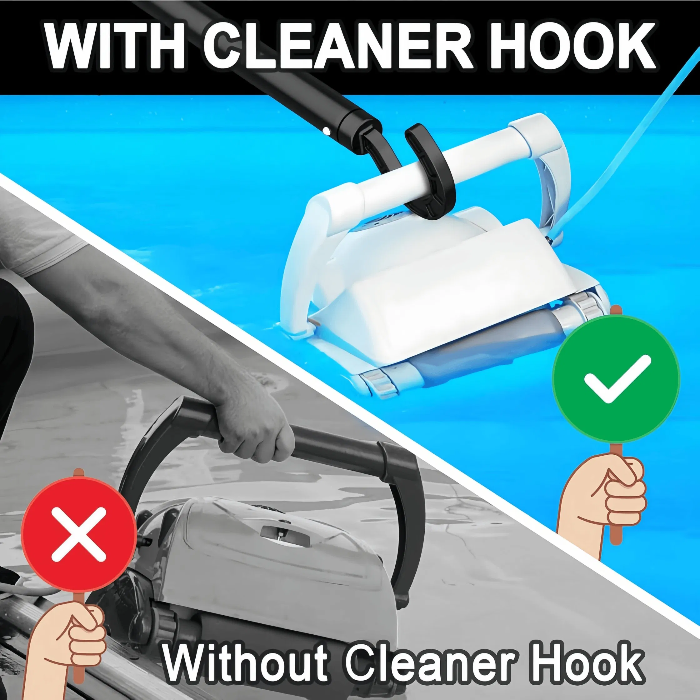 7FT Swimming Pool Cleaning Hook Retrieval Hook Tool for Robotic Cleaner
