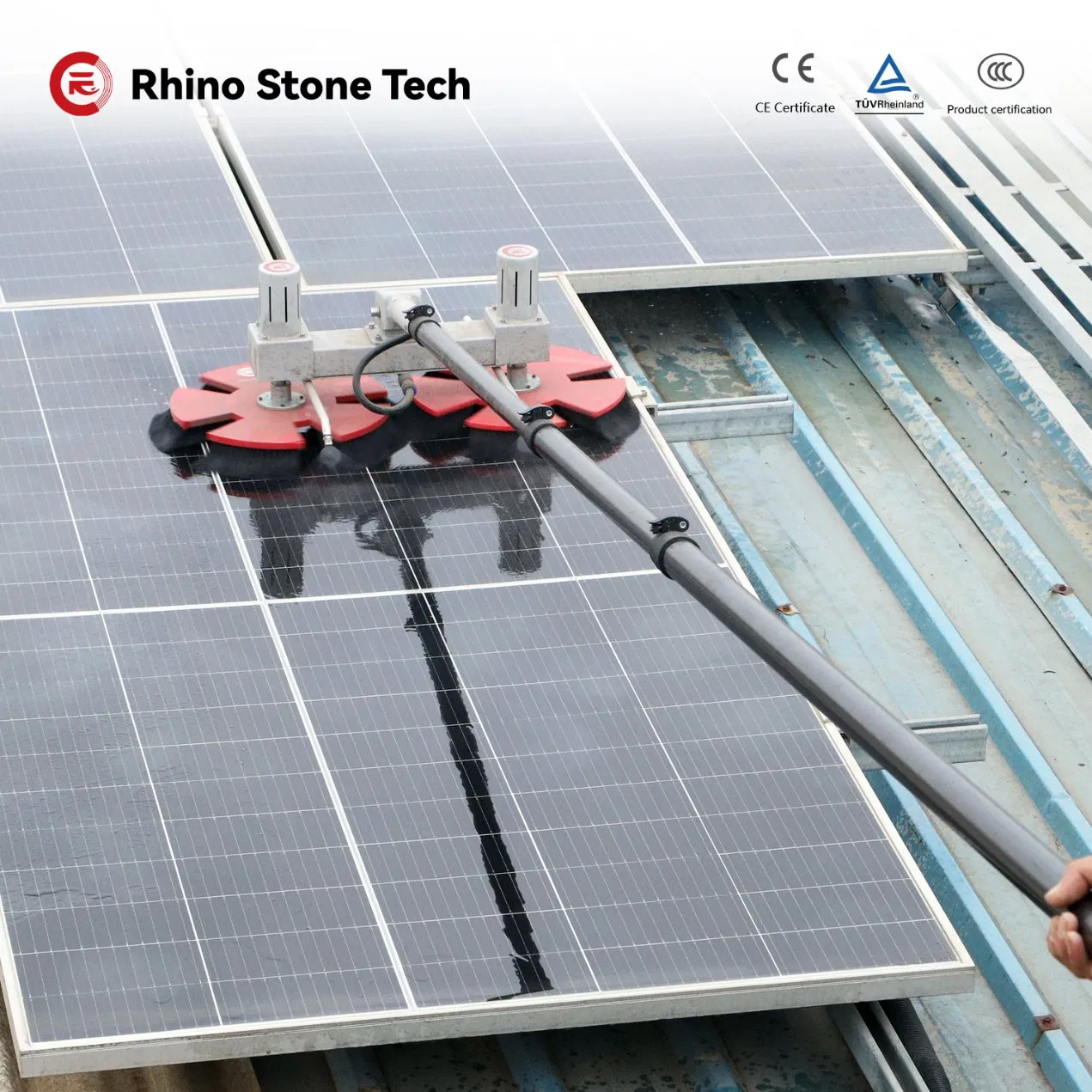 Double-End Rotating Brush Photovoltaic Cell Protection Robotic System Solar Panel Cleaning Tools