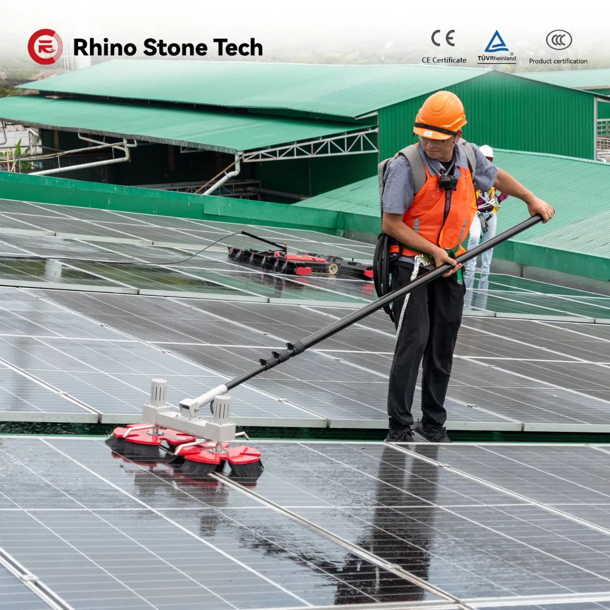 Double-End Rotating Brush Photovoltaic Cell Protection Robotic System Solar Panel Cleaning Tools