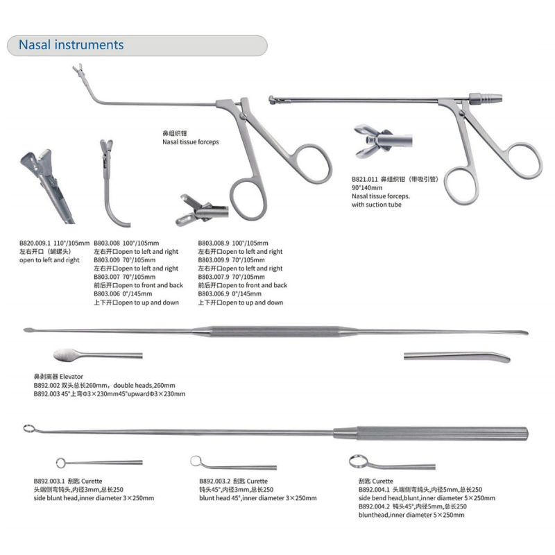 Ent Surgical Instruments Set Bone-Biting Forceps, Tissue Scissors, and Nasal Mucosa Knife